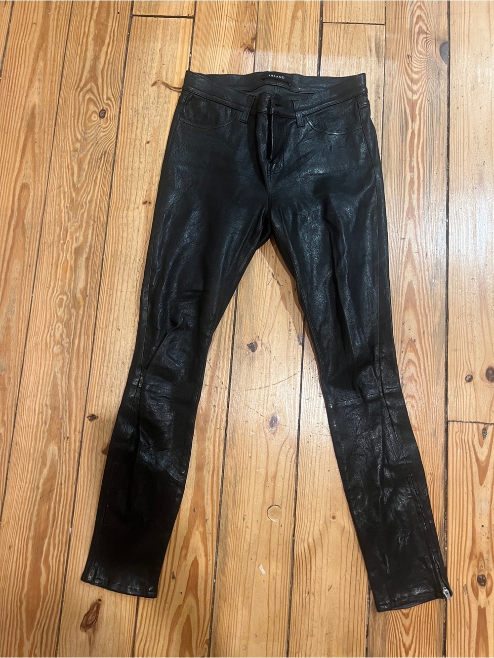 J Brand Lamb Leather Mid-rise Skinny Jeans Size 28